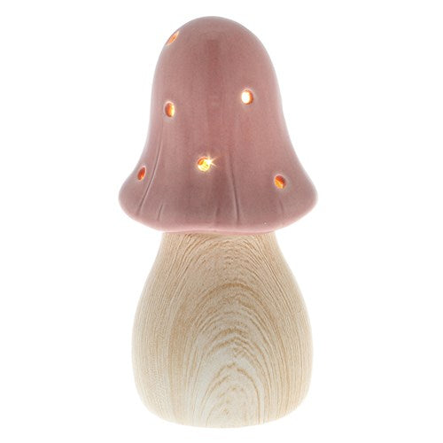Small Pink LED Ceramic Toadstool