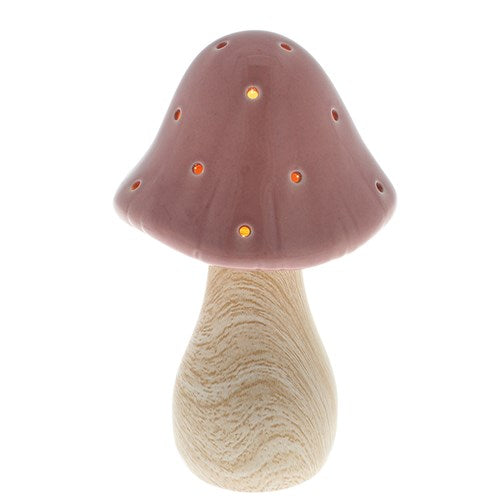 Dark Pink Light Up Ceramic Mushroom