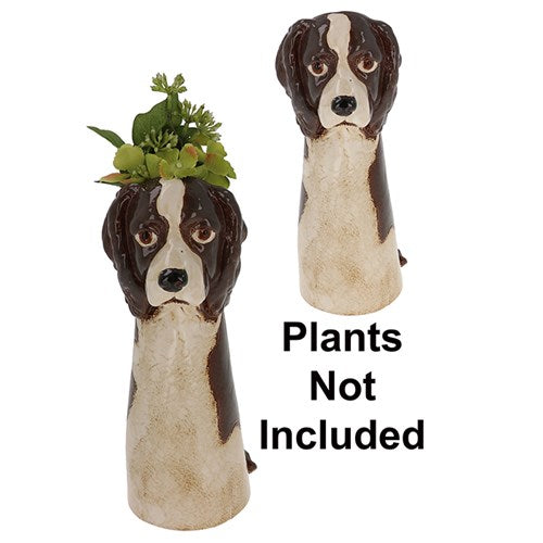 Tall Springer Spaniel Ceramic Vase