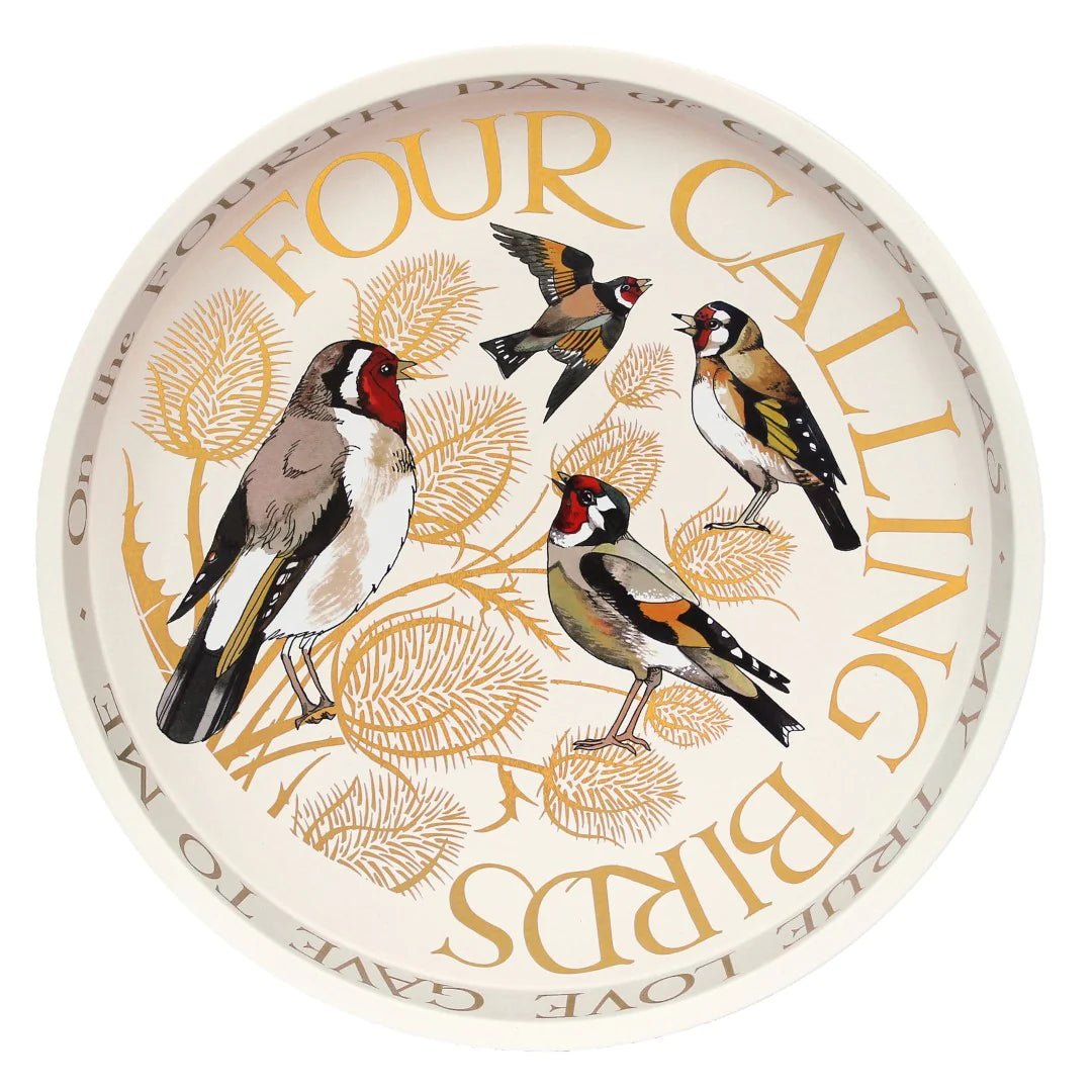 Four Calling Birds Tray With Plain Background