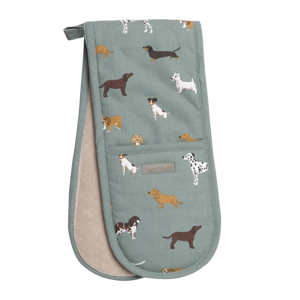 Teal Dog Double Oven Gloves