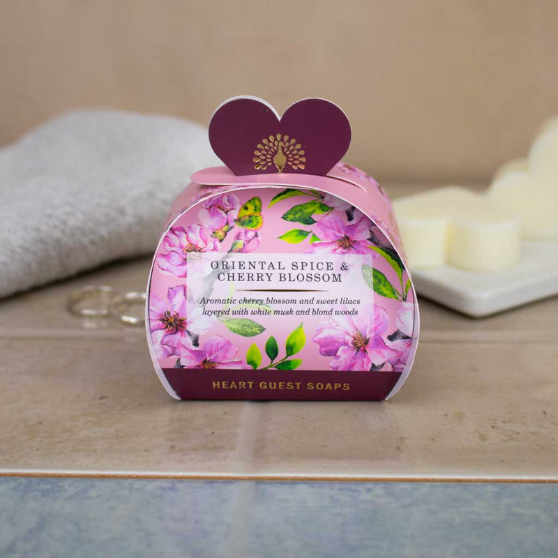 Oriental Spice & Cherry Blossom 3 Heart Luxury Soaps