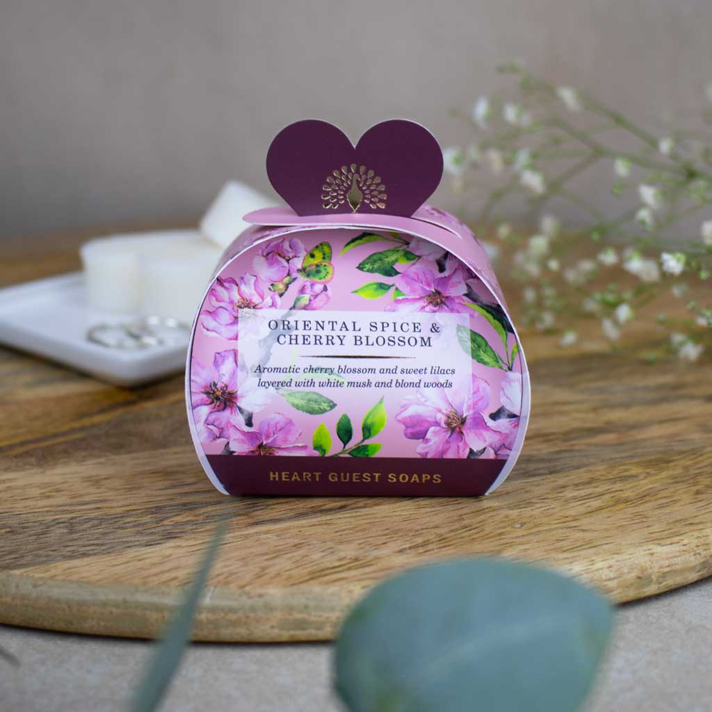 Oriental Spice & Cherry Blossom 3 Heart Luxury Soaps
