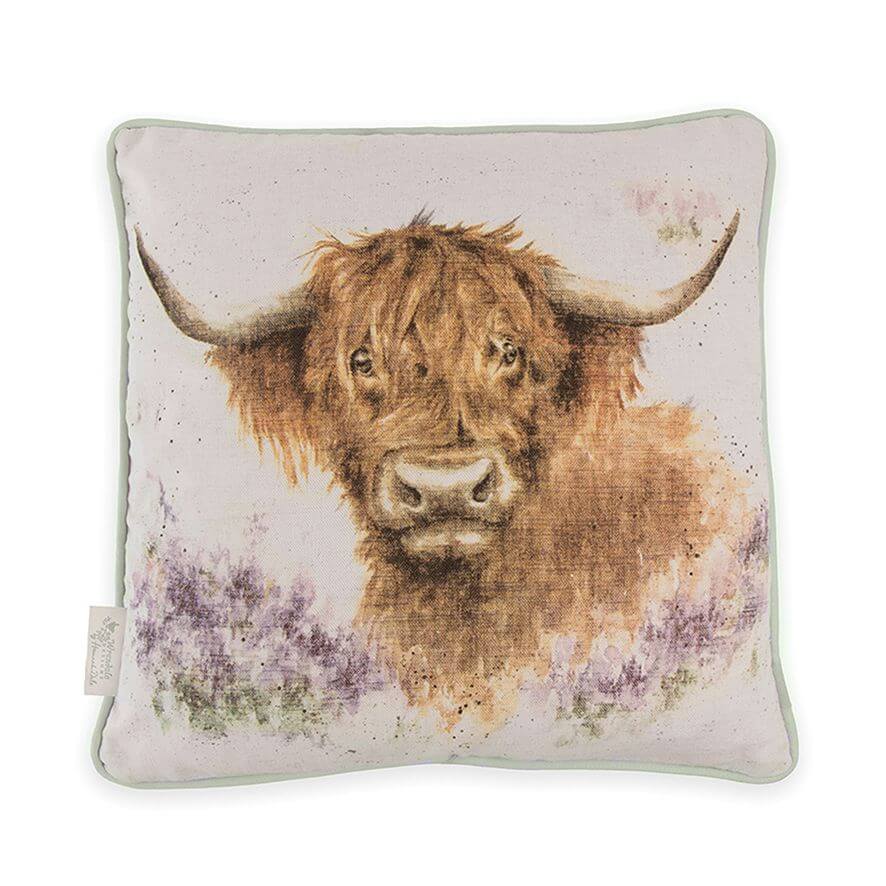 Square Feather Highland Cow Cushion