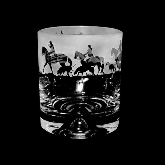 Hunting Scene Etched Spirit Glass