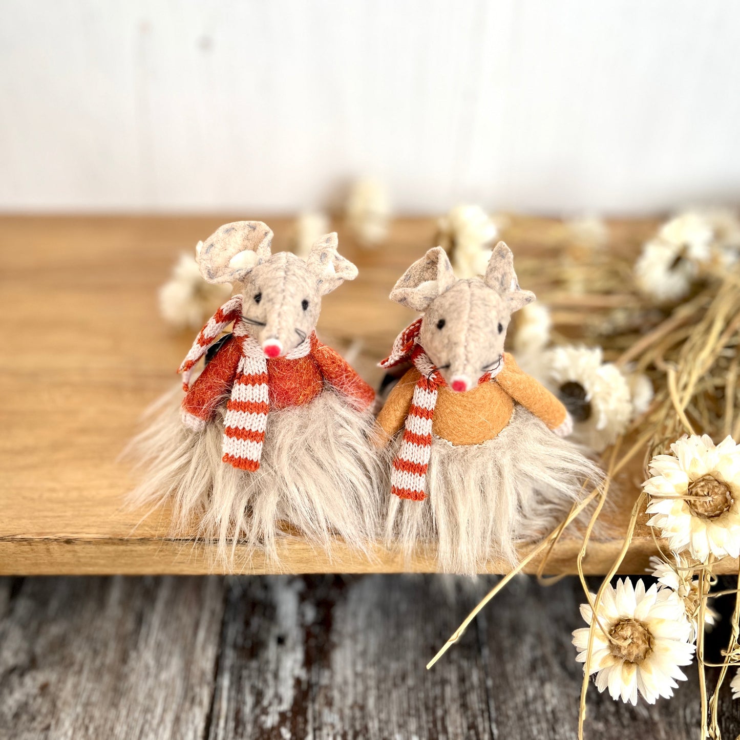 Spring Style Fluffy Felt Mouse Shelf Sitters