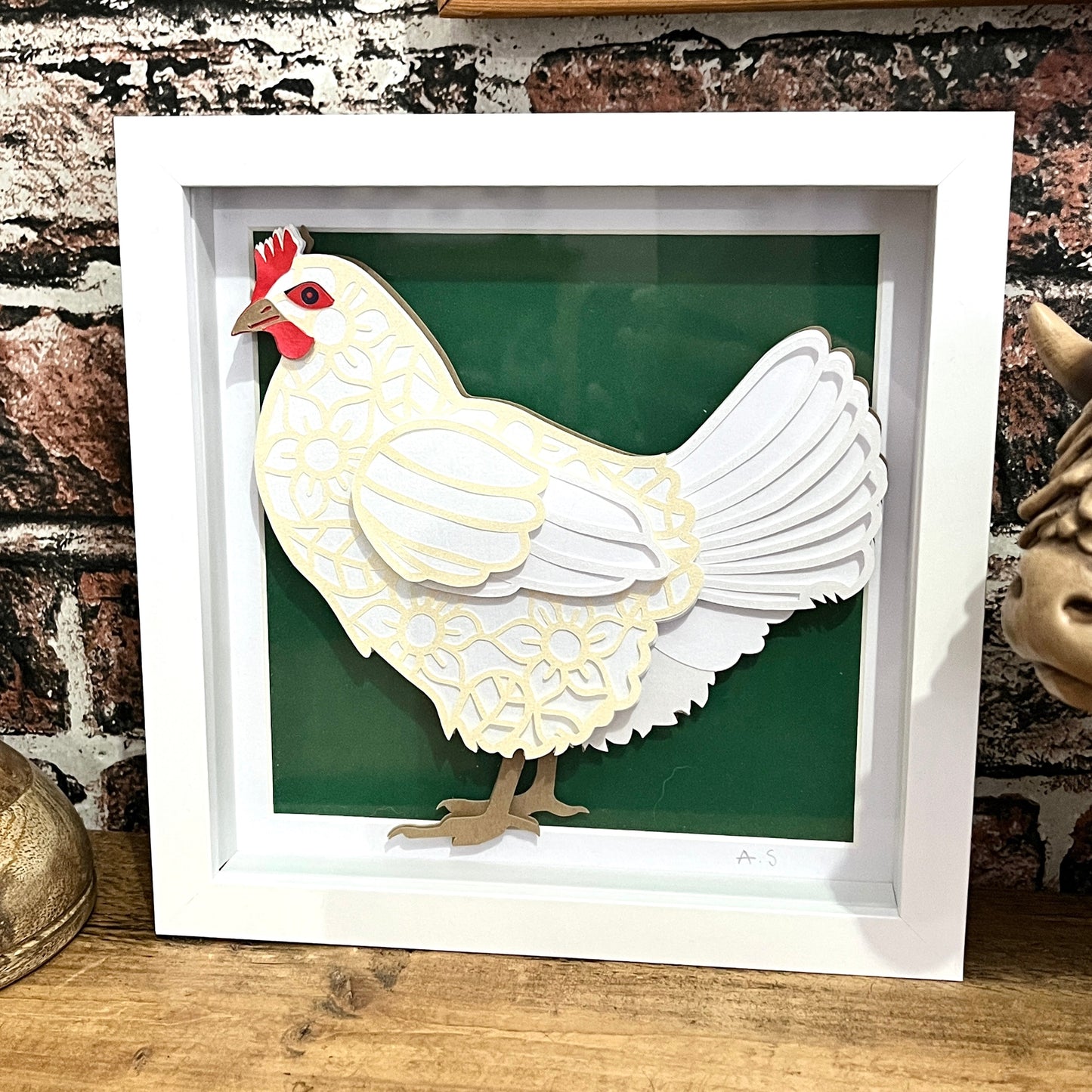 3D Layered Chicken Framed Papercut Art