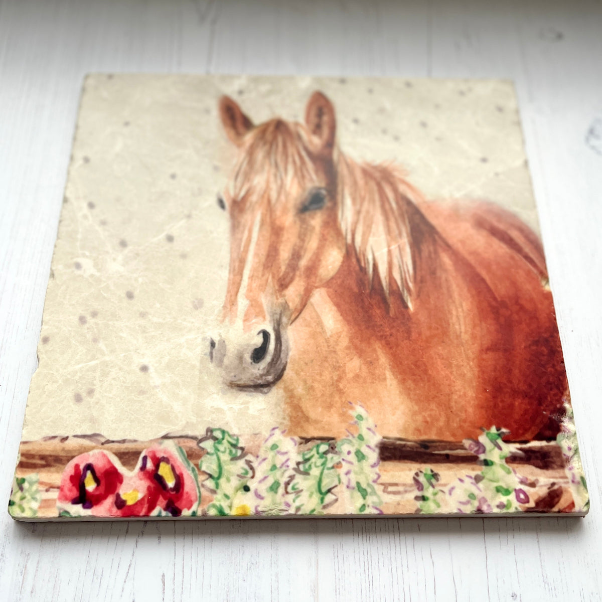 Large Horse Natural Marble Trivet