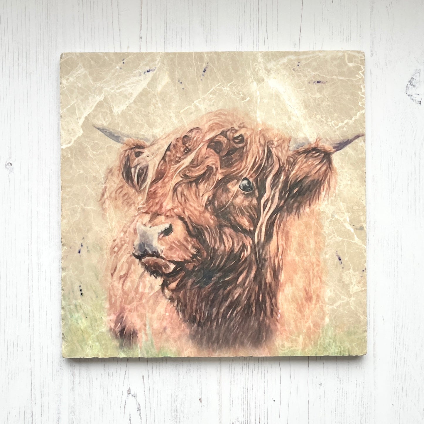 Large Highland Cow Marble Trivet