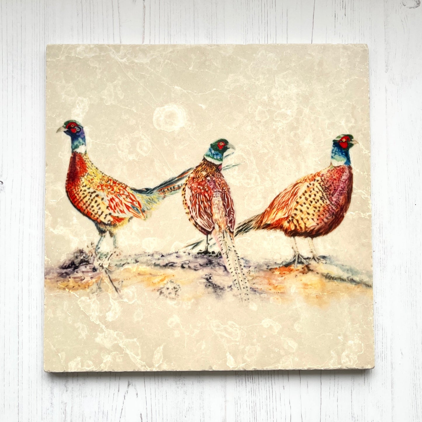 Large Pheasant Marble Trivet