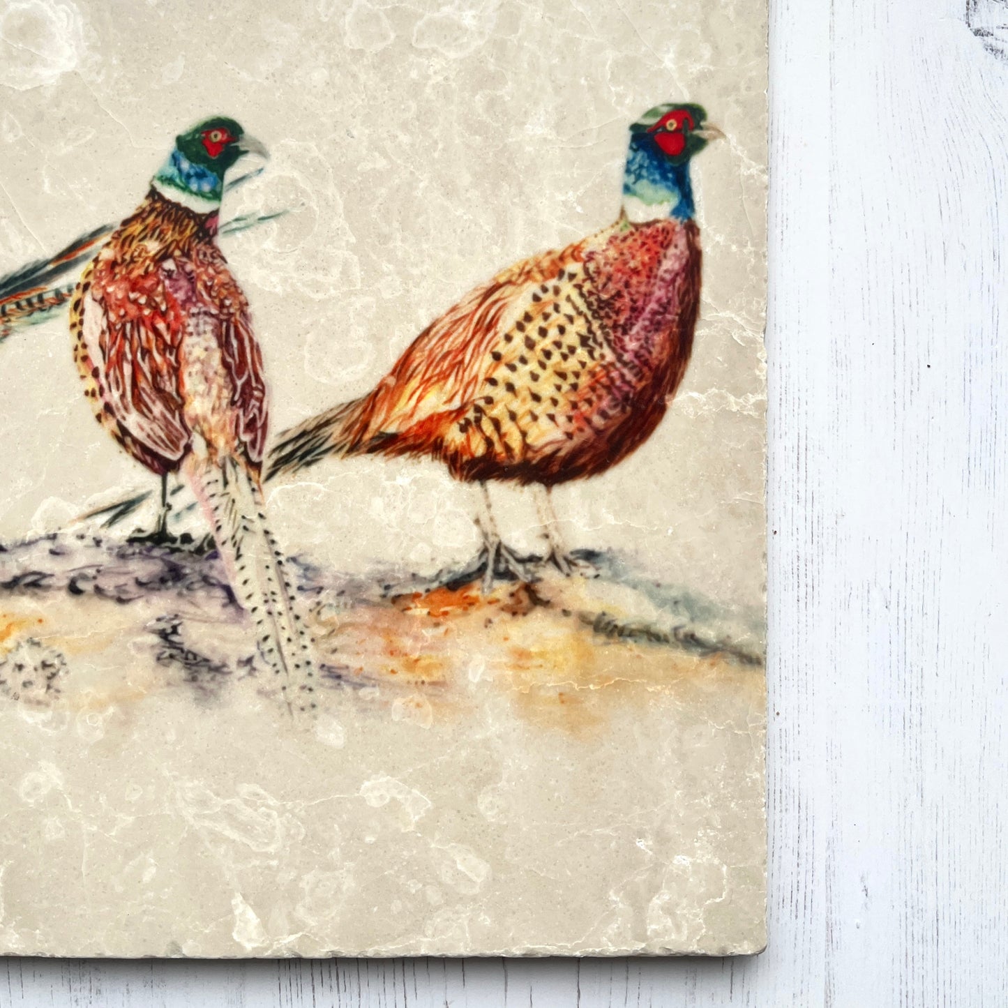 Large Pheasant Marble Trivet