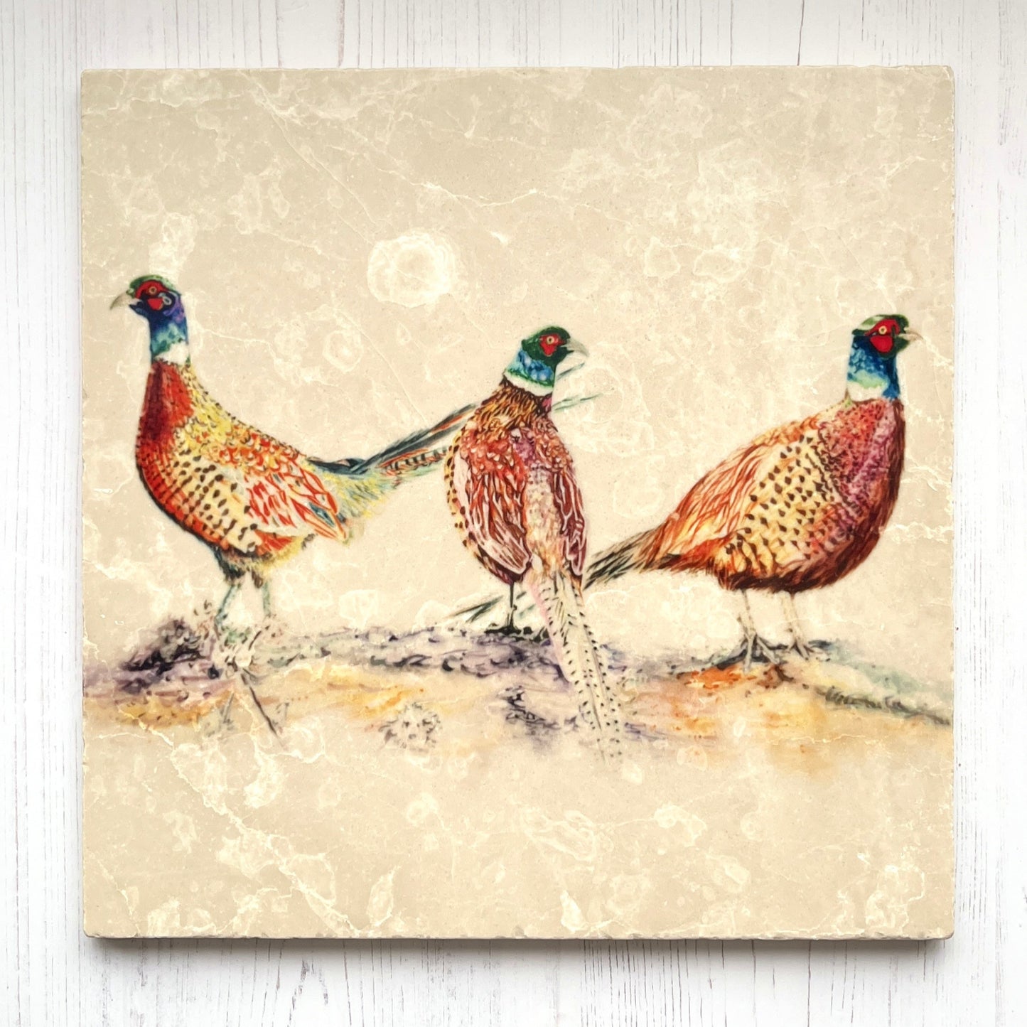Large Pheasant Marble Trivet
