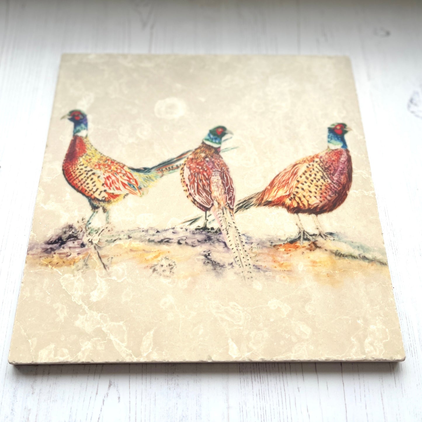 Large Pheasant Marble Trivet
