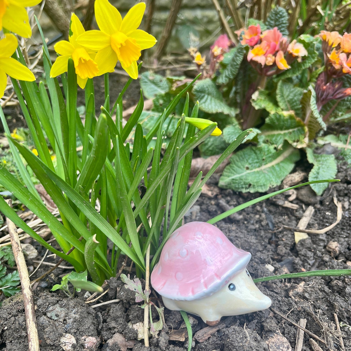 Ceramic Hedgehog Mushroom Figurines
