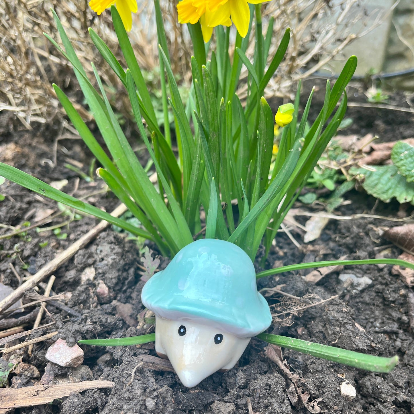 Ceramic Hedgehog Mushroom Figurines