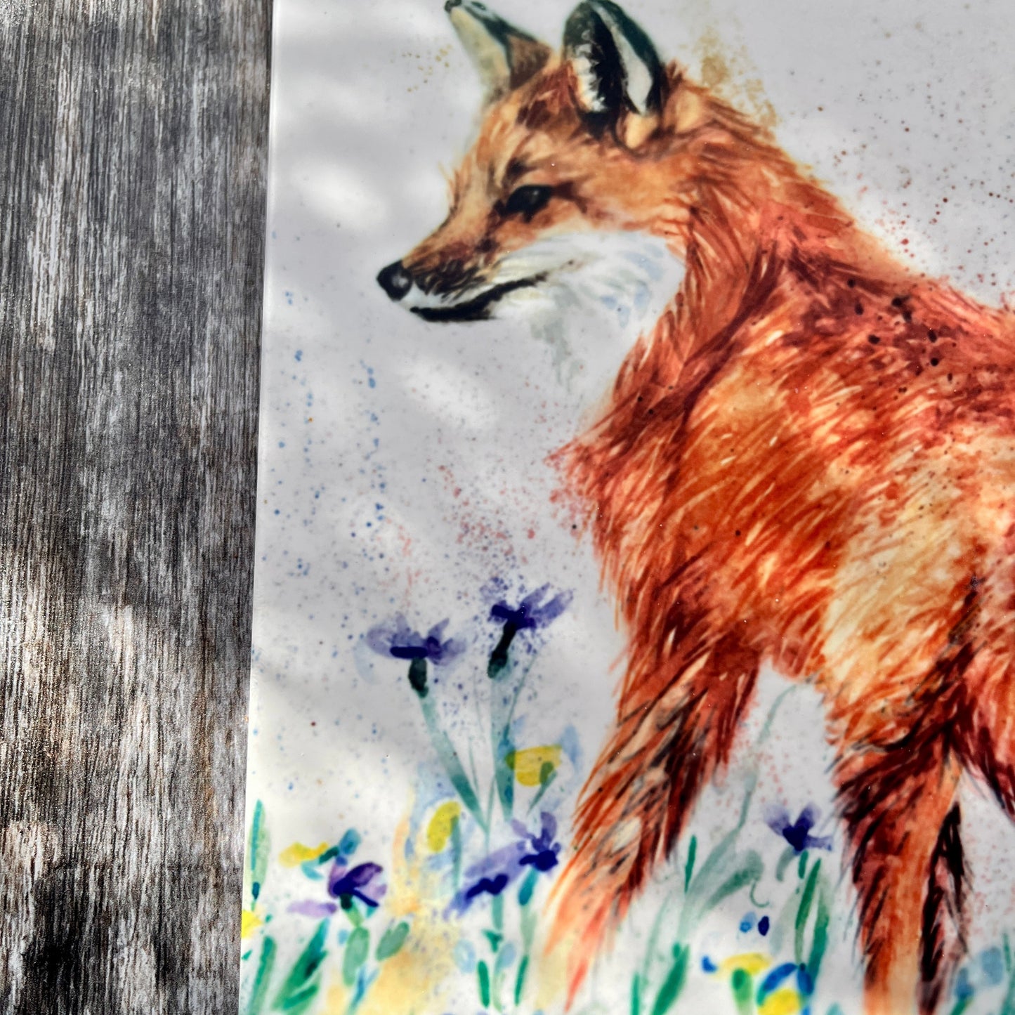Fox & Wildflowers Square Ceramic Trivet