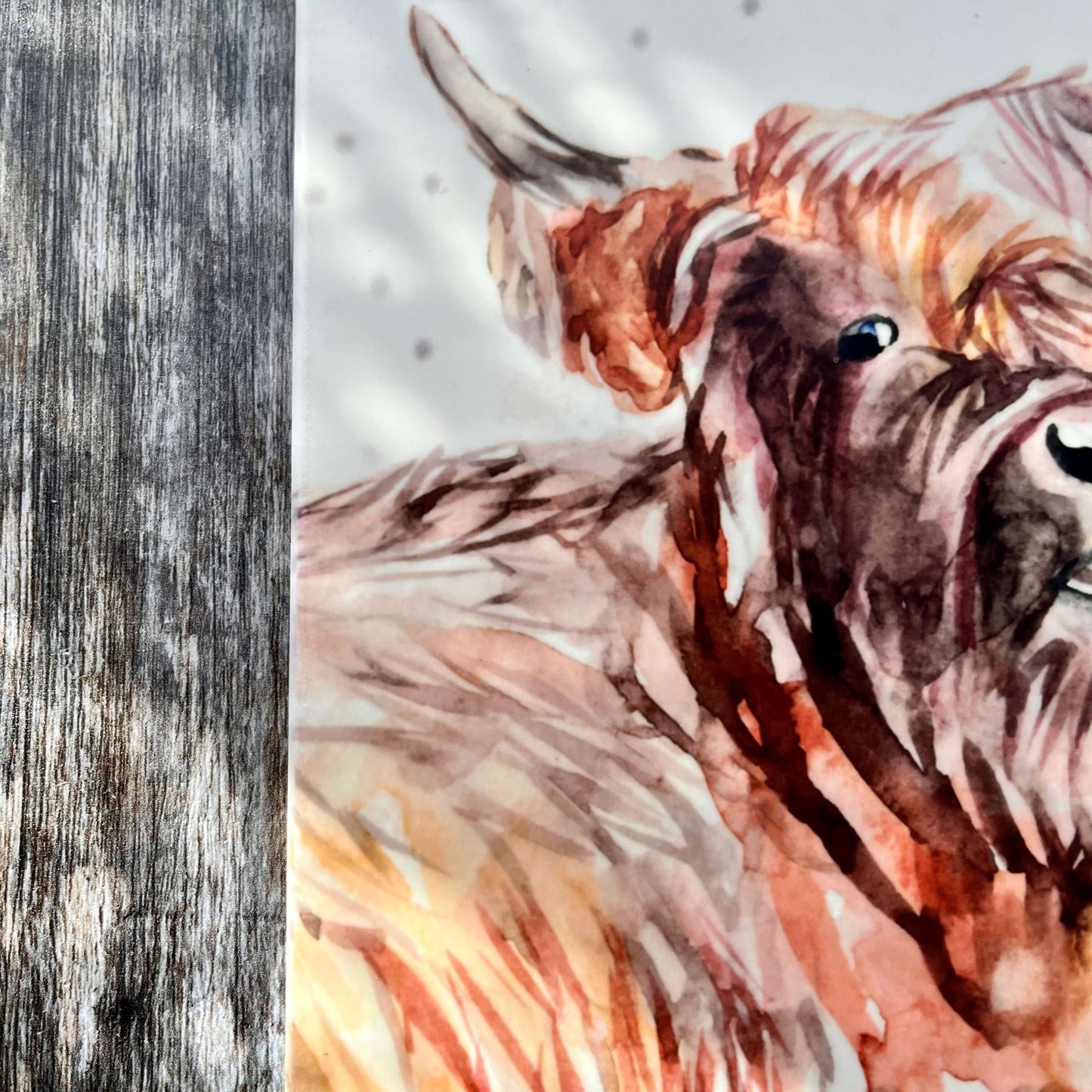 Square Ceramic Trivet – Adorable Highland Cow Face Design | Heat-Resistant Kitchen Decor