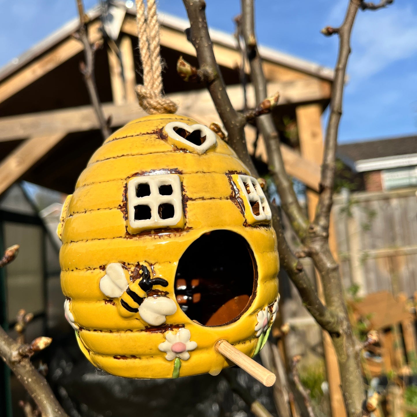 Ceramic Beehive Birdhouse
