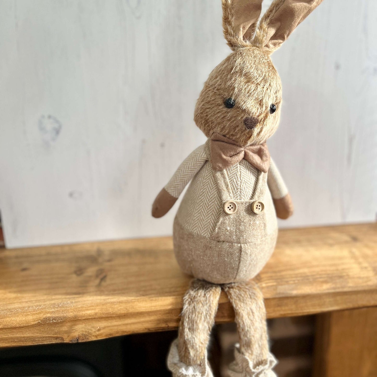 Dangling Legs Plush Bunny – Mr or Mrs Shelf Sitter, Easter Bunny Decor, Rustic Spring Ornament, Farmhouse Bunny Decoration