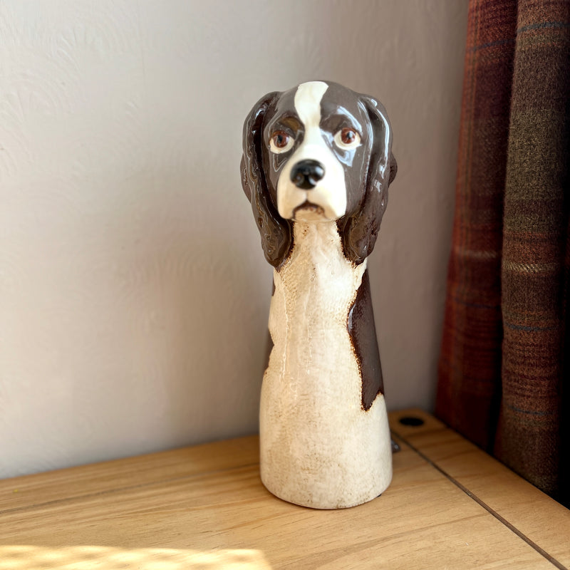 Tall Springer Spaniel Ceramic Vase