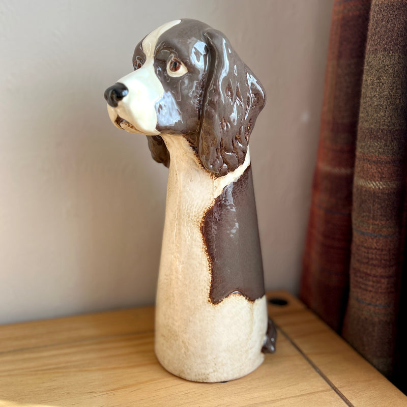 Tall Springer Spaniel Ceramic Vase