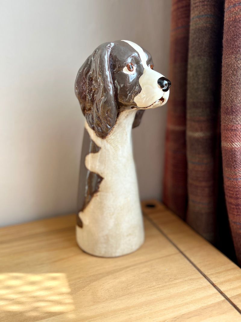 Tall Springer Spaniel Ceramic Vase