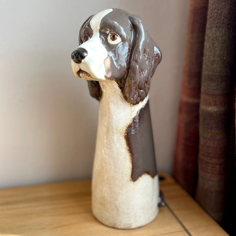 Tall Springer Spaniel Ceramic Vase