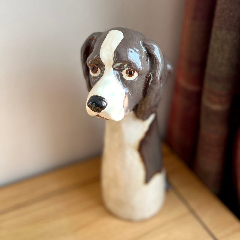 Tall Springer Spaniel Ceramic Vase