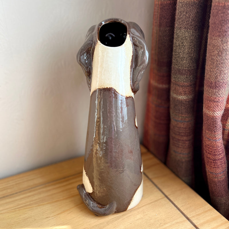 Tall Springer Spaniel Ceramic Vase