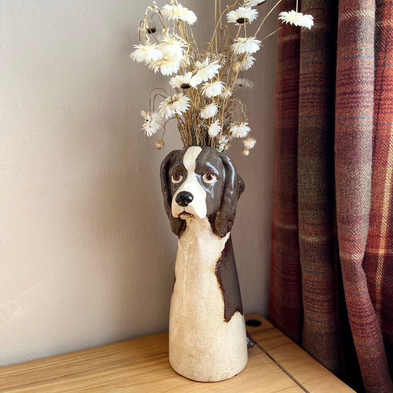 Tall Springer Spaniel Ceramic Vase