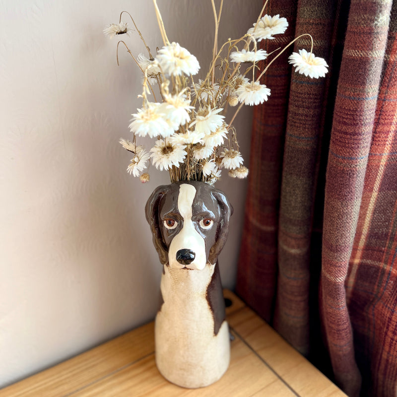 Tall Springer Spaniel Ceramic Vase