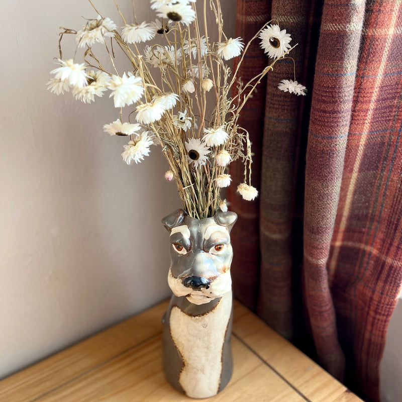 Grey Dog Vase | Cottage Style Decor