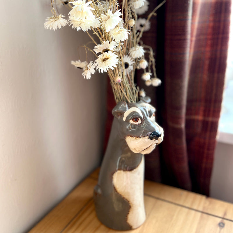 Grey Dog Vase | Cottage Style Decor