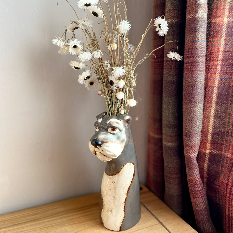 Grey Dog Vase | Cottage Style Decor