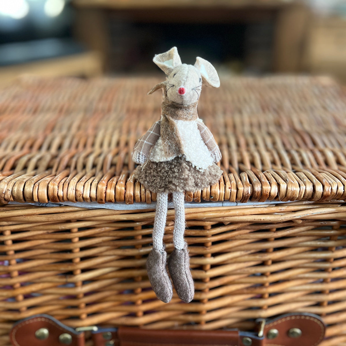 Beige Fabric Mouse Shelf Sitters