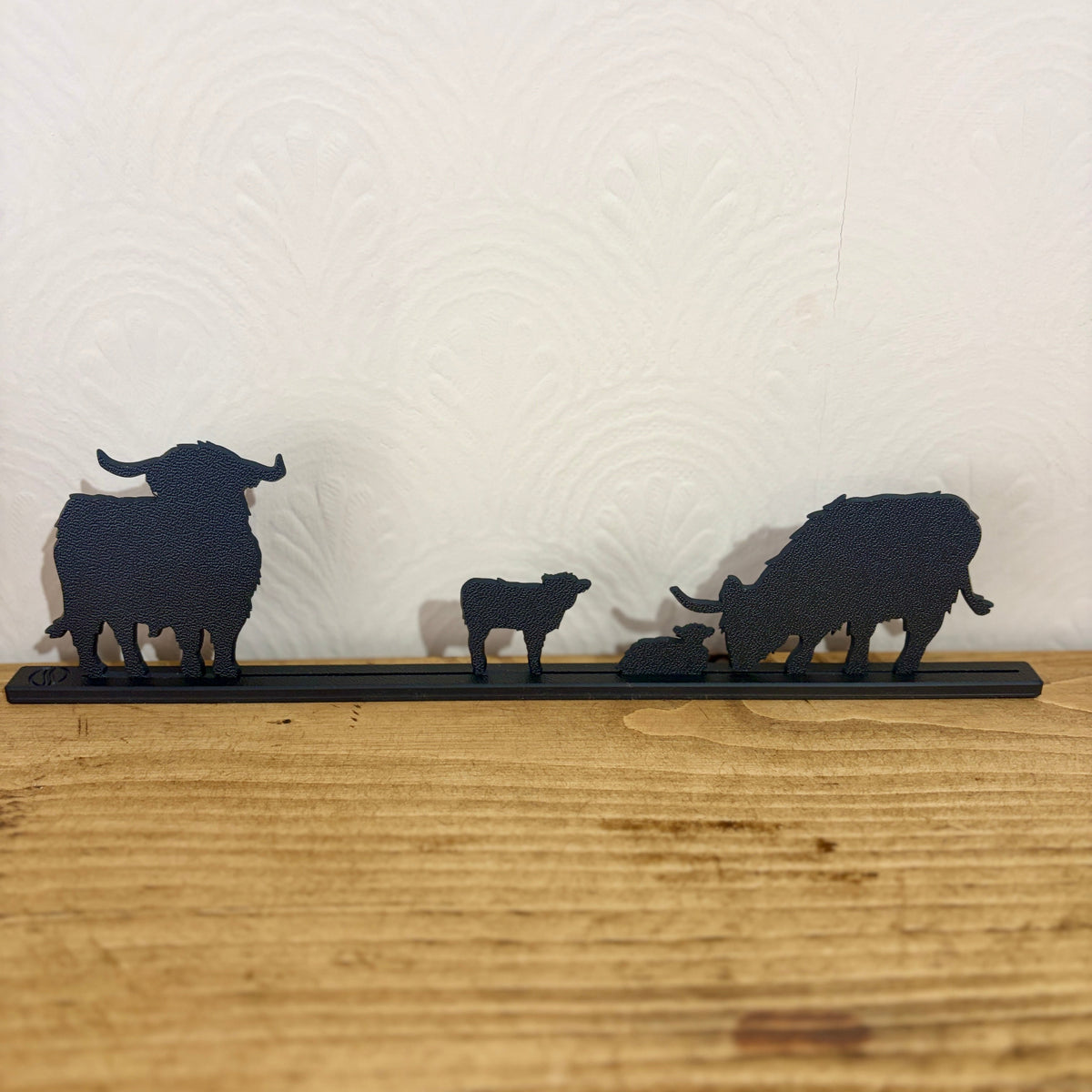 Highland Cow Family Silhouette Topper