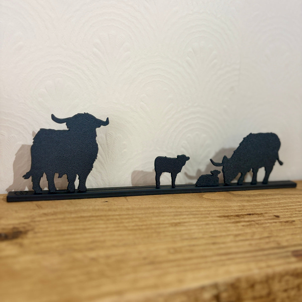 Highland Cow Family Silhouette Topper