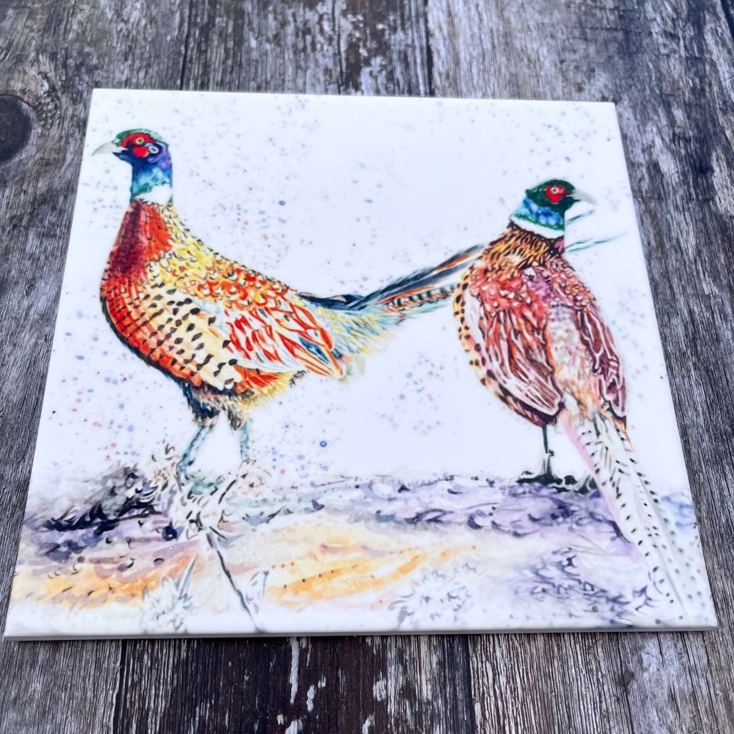 Square Pheasant Trivet Angled Picture