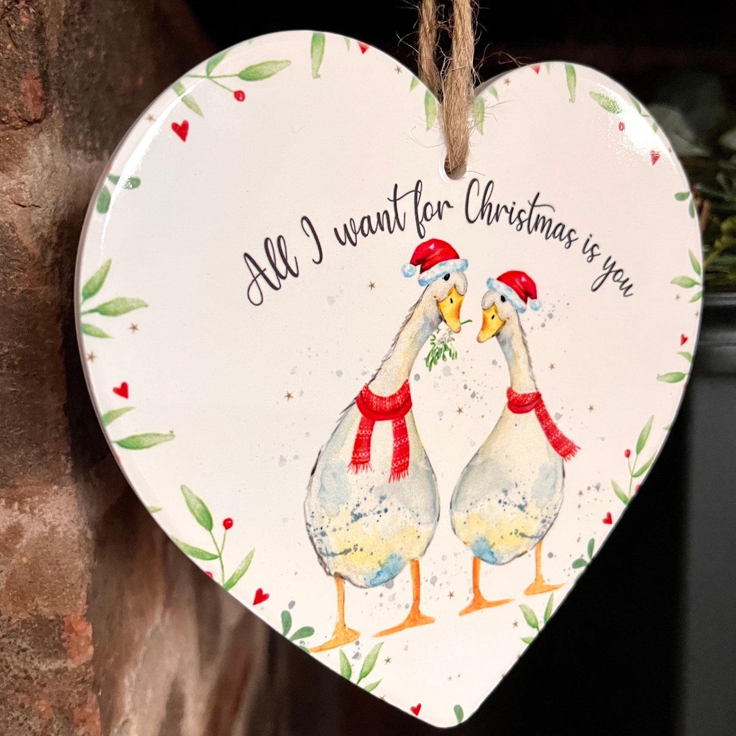 Christmas Duck Plaque From Left Side