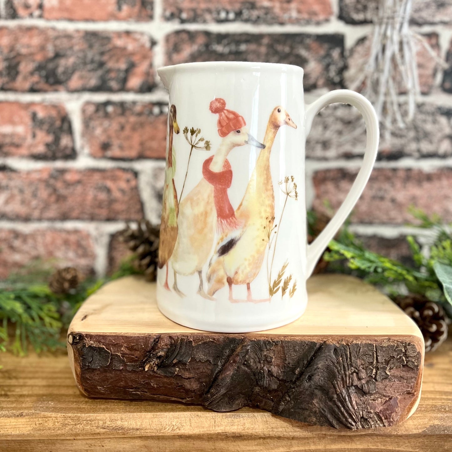 Winter Duck Jug On Shelf