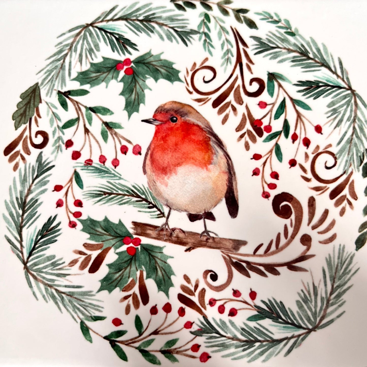 Ceramic Robin Trivet Close Up Of Design