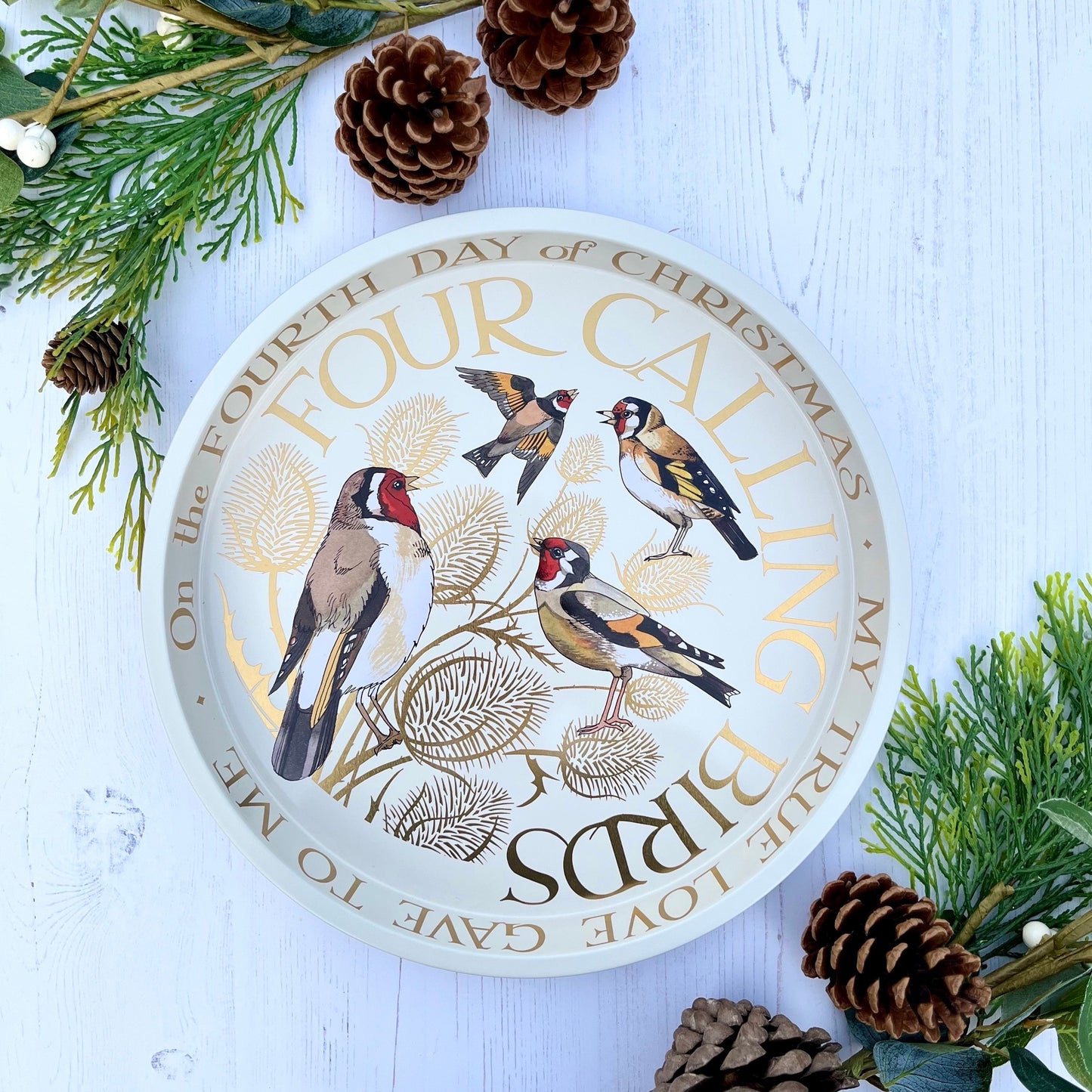 Four Calling Birds Tray Flat Lay