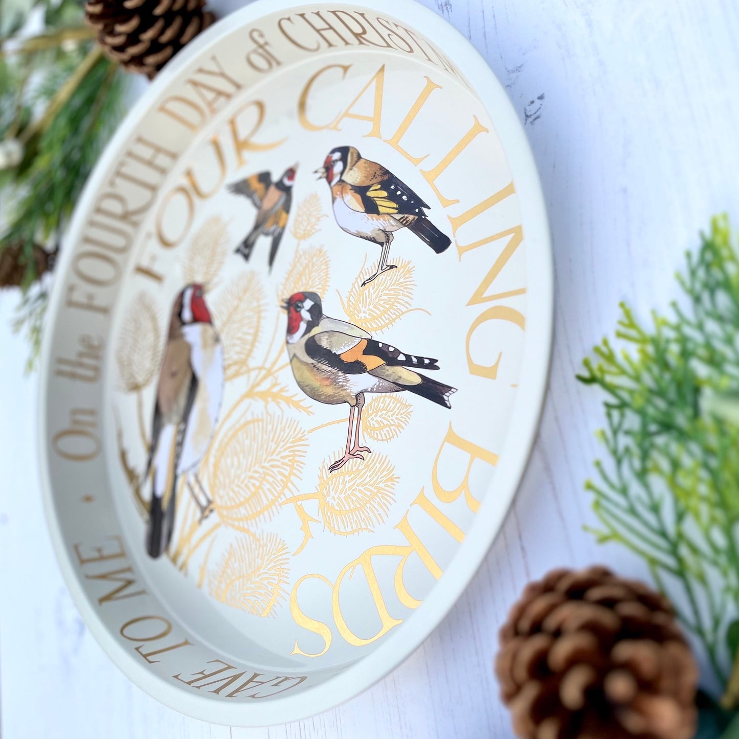 Four Calling Birds Tray Showing Shine Of Gold Plating