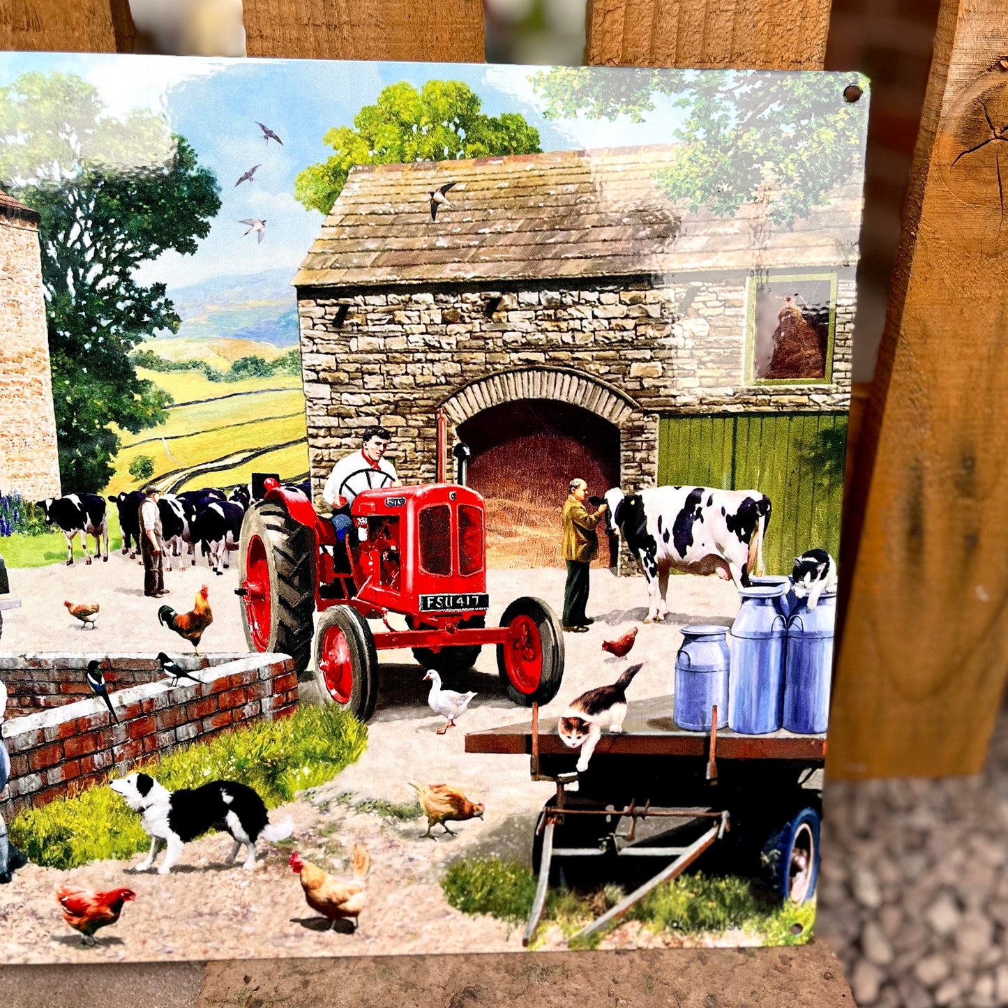 Vintage Farm Metal Sign From Right Side