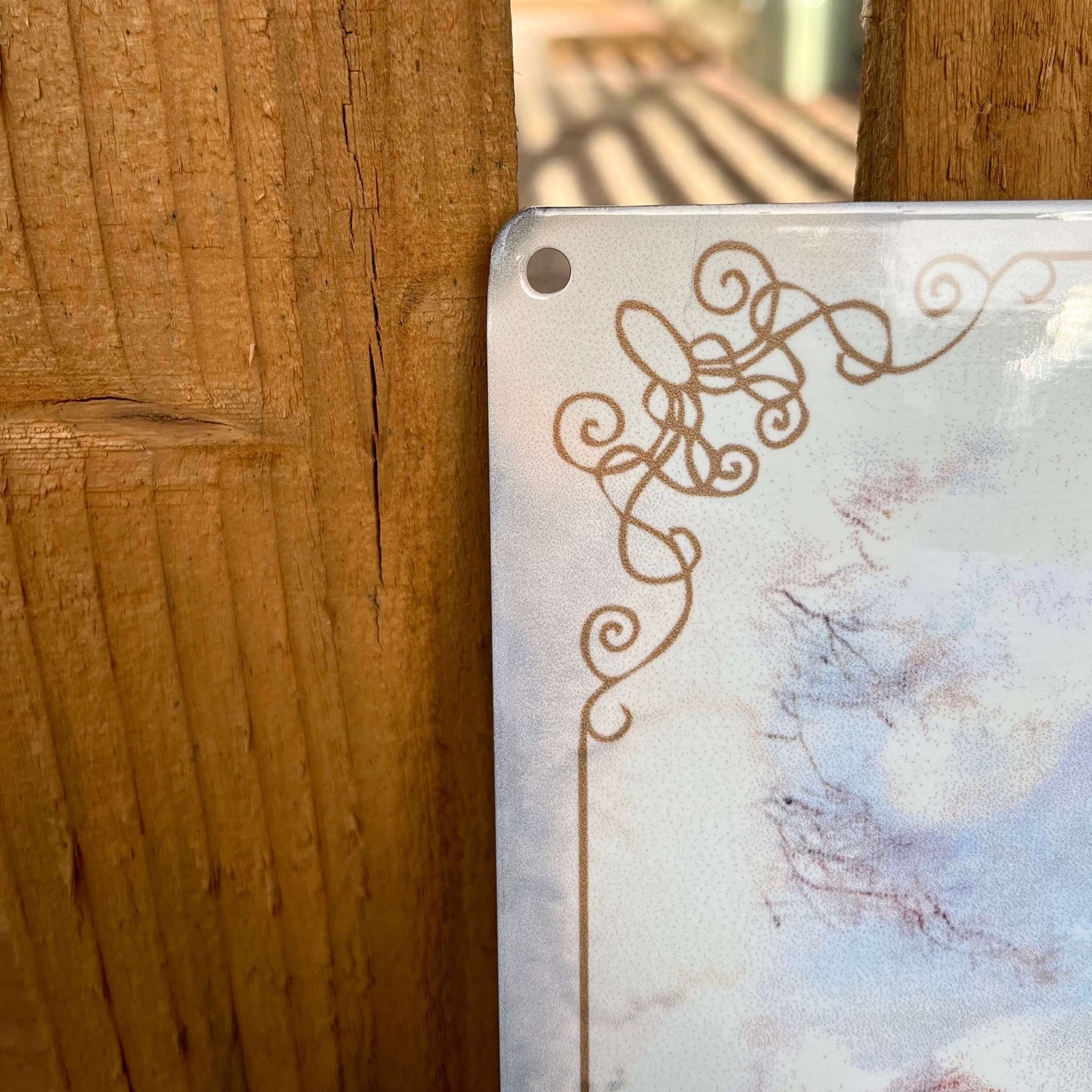 Country Walk Metal Sign Showing Hole For Hanging