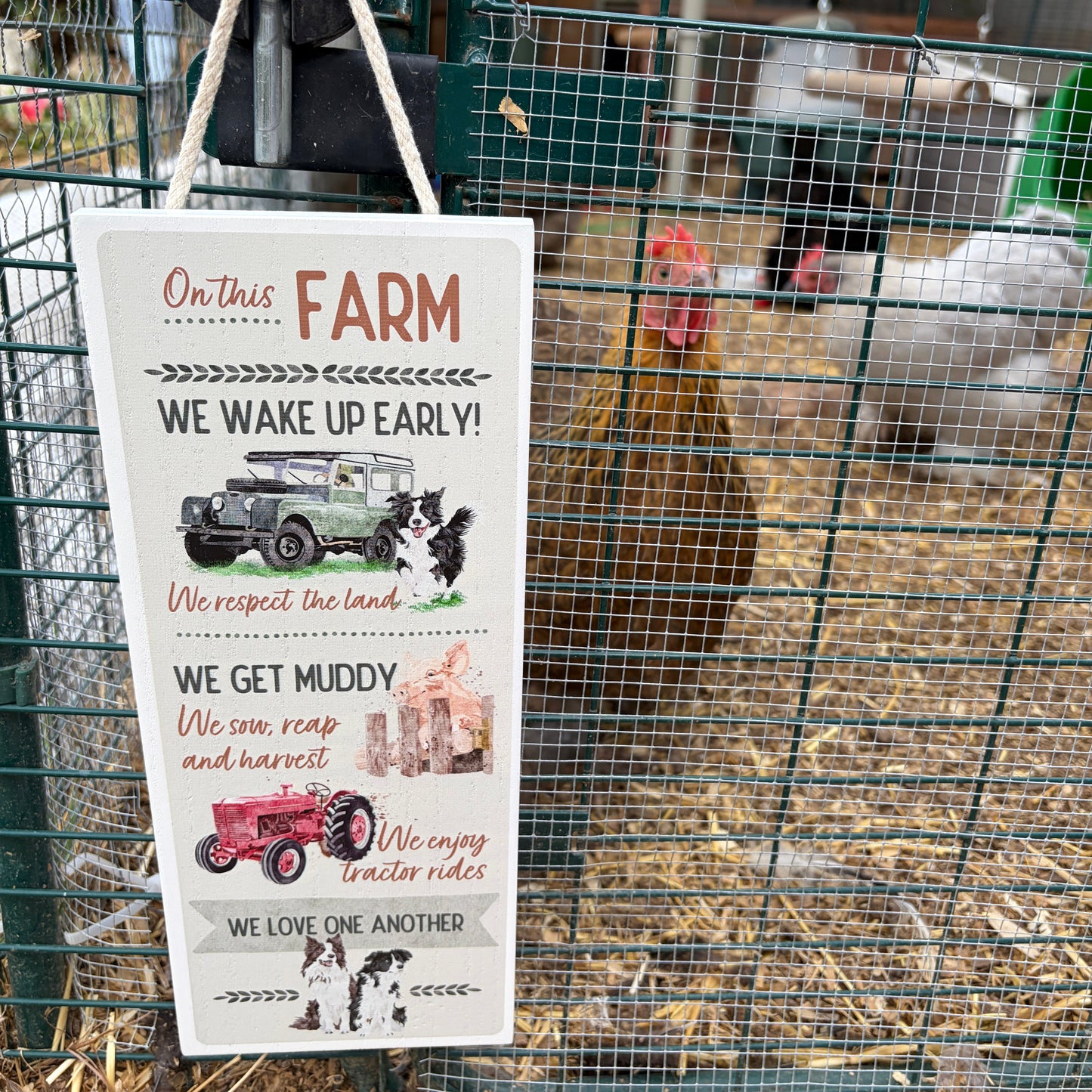 On This Farm Long Wooden Plaque