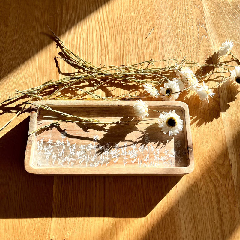 Small Wooden Etched Tray Display