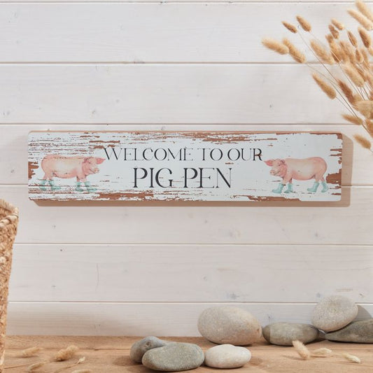 Wooden Pig Welcome Sign | Farmhouse Style Decoration