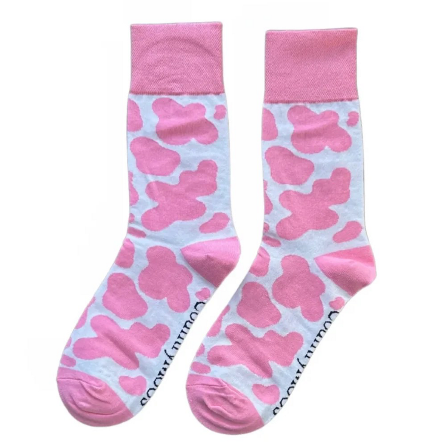 Pink Cow Print Crew Socks