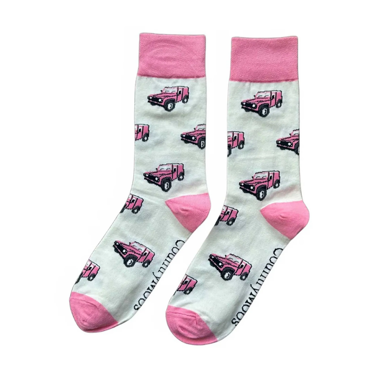 Pink Land Rover Crew Socks